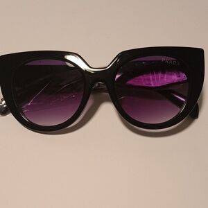 Prada Black and Purple Oversized Cat-Eye Sunglasses